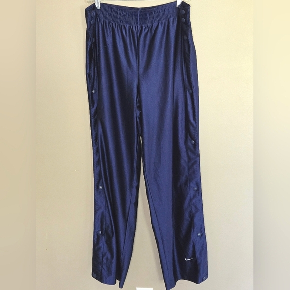 Vintage 90's Women's Nike Metallic Blue Satin Breakaway Track Pants, Size Medium - Picture 1 of 5